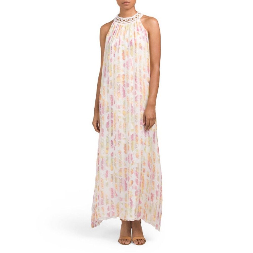 Elena Baldi Floral Silk Maxi Dress